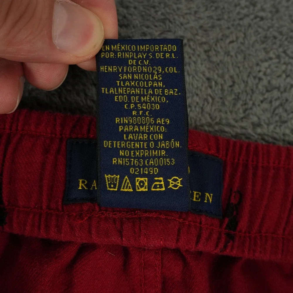 Polo Ralph Lauren Pajama Pants Men XL Red Pony Logo Print Cotton Drawstring‎
